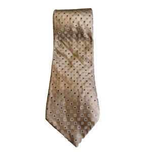 Metropolitan View 100% Silk Tie Tan Geometric Square Box Pattern